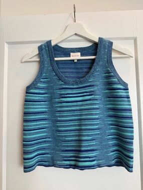 Find Me Now Striped Sweater Tank in Blue, Size L